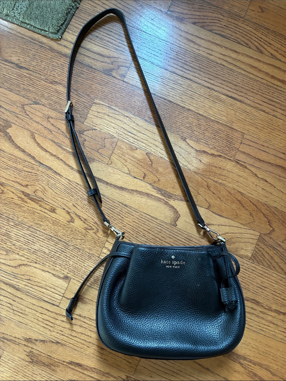 kate spade Black Pebbled Leather Crossbody with Adjustable Strap